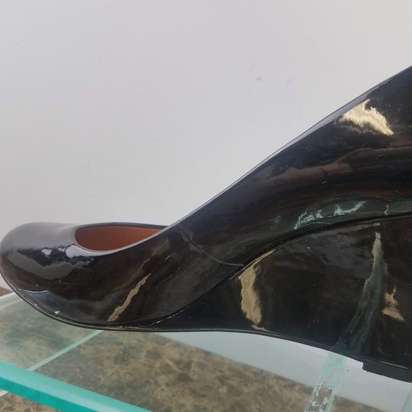 J. Crew Black Patent Leather Slip on Wedges 9.5 - Picture 6 of 8